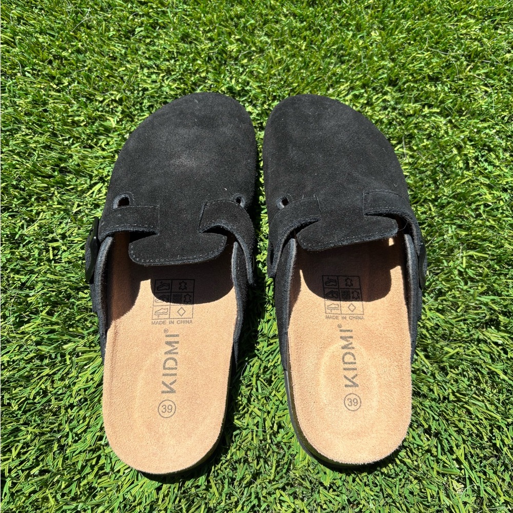 Black Suede Slip-On Clogs